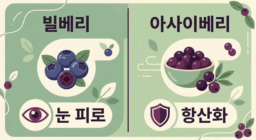 빌베리 아사이베리 용도 비교 인포그래픽