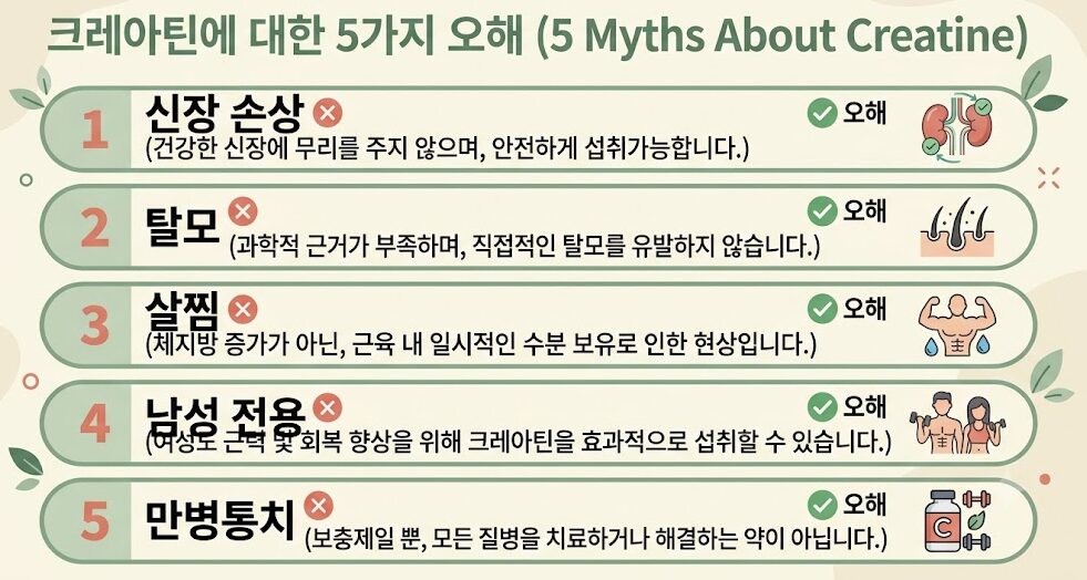 크레아틴 흔한 오해 5가지 인포그래픽