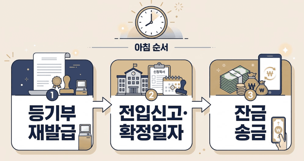 전세 잔금일 처리 순서 인포그래픽